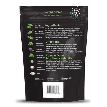Tea Tree Oil Foot Soak with Epsom Salt - Made in USA - for Toenail irritations, Athletes Foot, Stubborn Foot Odor Scent, Softens Calluses & Soothes Sore Tired Feet - 16 Ounce