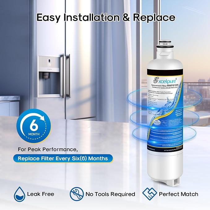 EXCELPURE BORPLFTR50 Refrigerator Water Filter Replacement for Bosch Ultra Clarity Pro 11032531, 12033030, 11025825, BORPLFTR55, B36CT80SNS, B36CL80ENS, WFC100MF, WFS200MF, RA450022, 2PACK