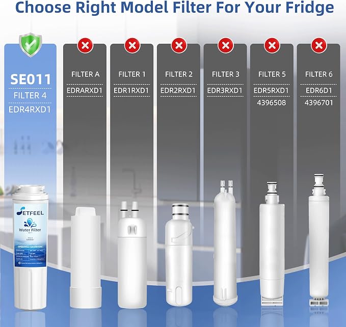 UKF8001 Water Filter Replacement for Kitchenaid, Whirlpool EDR4RXD1, Fiter 4, Fit Kitchen aid Refrigerator Krfc300ess01 wrx735sdhz00 wrx735sdhz01 UKF8001AXX-200, HDX FMM-2, 3 Filter SETFEEL