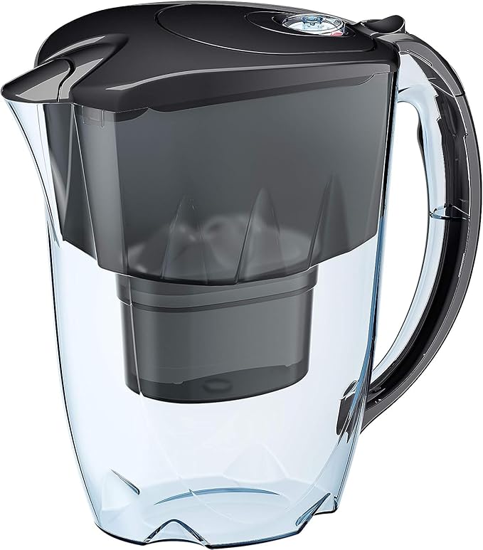 AQUAPHOR Jasper Water Filter Jug with 1x Maxfor+ 200litre Cartridge, Graphite Black, 2.8 litres Total Capacity
