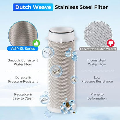 iSpring WSP-50SLS Spin Down Sediment Filter & Water Scale Inhibitor, Whole House Scale & Corrosion Prevention Prefilter, Mesh-Cleaning Scraper-Beads, Flushable Well Water Sediment Buster, 50 Microns