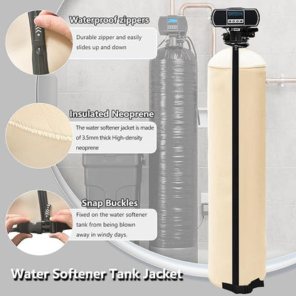 Okcool Water Softener Tank Jacket,Water Softener Neoprene Sweat Jacket,3.5mm Thick Neoprene Absorbable Condensate Water to Prevent Sweating(9x48,Beige)