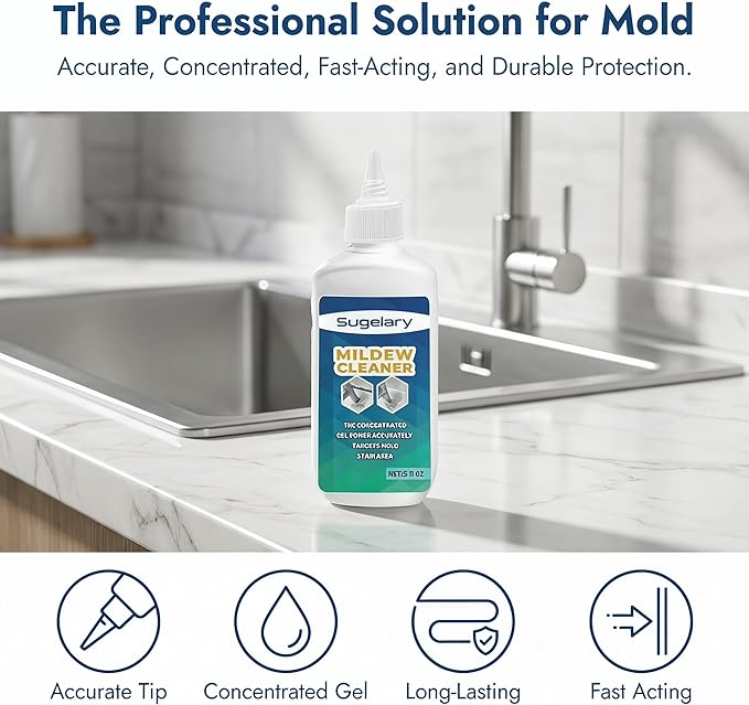 Sugelary Mold Stain Cleaner, 5 fl oz Mold Stain Cleaner Gel for Washing Machine, Home Stain Cleaning Gel for Fridge, Tile, Grout, Sink and Bathroom Use