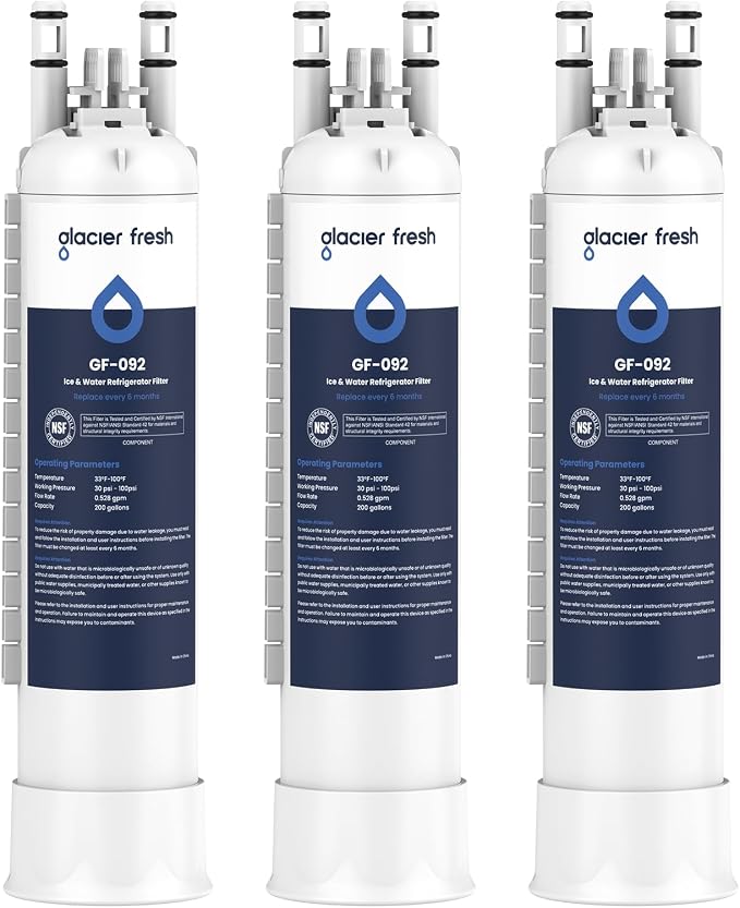 GLACIER FRESH FPPWFU01 Water Filter Replacement for Frigidaire PurePour FPPWFU01, Compatible with Electrolux EPPWFU01, PureAdvantage PurePour PWF-1, NSF42, 3 Pack