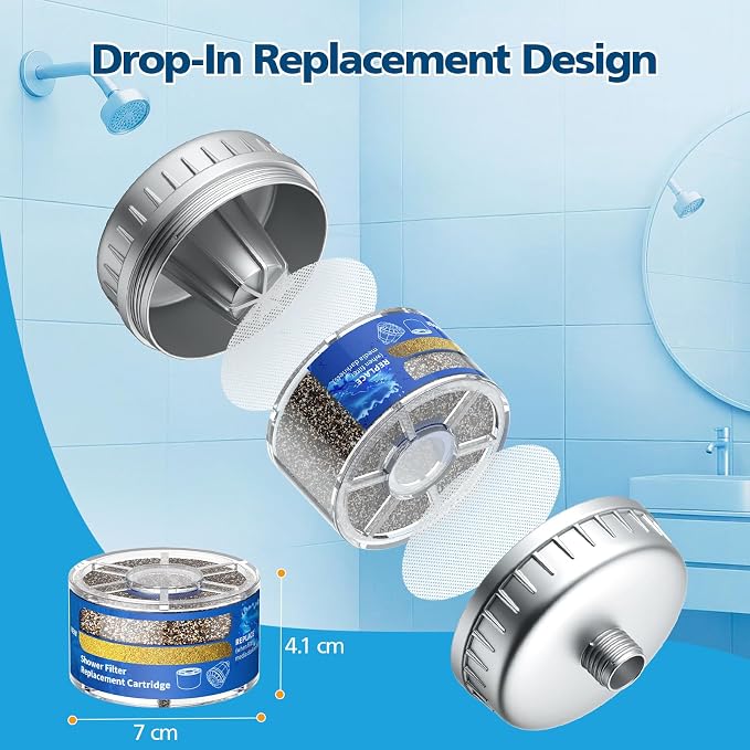 Shower Filter for Sprite, 2 Pack Shower Head Filter Replacement Compatible with Sprite Showers, Shower Water Filter Replacement Cartridge (12-Month Supply)