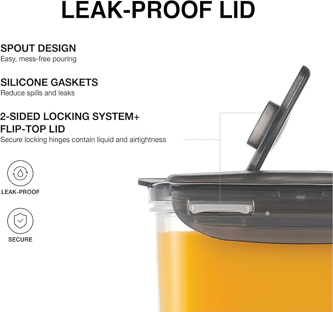 LocknLock Aqua Fridge Door Water Jug | Clear Pitcher | BPA Free Plastic Pitcher with Lid | 2 Quart Pitcher with Lid for Water, Juice, Tea & More Beverages, Gray