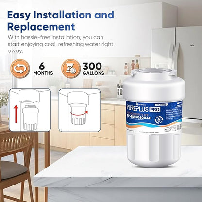 PUREPLUS PRO Refrigerator Water Filter Replacement for HDX FMG-1, PL-100, WFC1201, PC75009, RWF1060, RWF0600A, 469991 Refrigerator Cartridge, NSF/ANSI 53&42 Certified, 1Pack