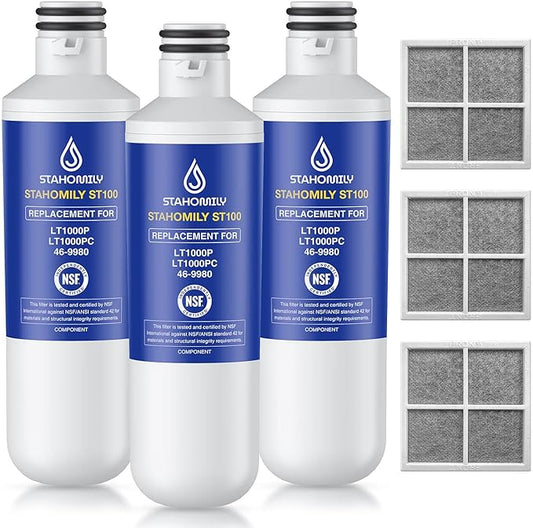 ADQ747935 Water Filter Replacement for LG Water Filter LT1000P/PC/PCS, AGF80300704, LMXS28626S, LMXS30796S, ADQ74793501, ADQ75795105 with LT120F Air Filter, 3 Combo | Compatible with LG LT1000P/PC/PCS ThinQ AGF80300704, LMXS28626S, LMXS30796S, ADQ74793...
