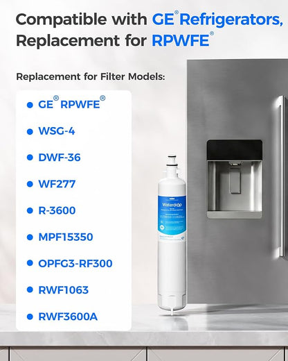 Waterdrop WD-F19C Water Filter Replacement for GE® RPWFE®, 3 Pack | Replacement for GE® RPWF (Built-in CHIP), GFE28GYNFS, GFE28GELDS