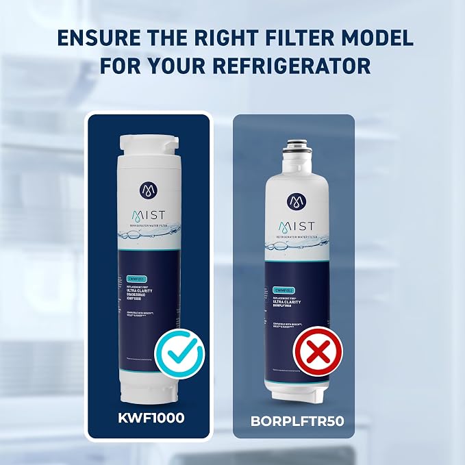 Mist Ultra Clarity Water Filter Replacement for Bosch, Refrigerator Water Filter compatible with 644845, 9000077104, 9000194412, Haier 0060820860, 0060218744, Miele KWF1000 (3 pack)