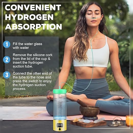 Hydrogen Water Bottle Generator with 4th Generation SPE/PEM Technology, Portable Hydrogen Water Ionizer Machine, Birthday,Xmas Gift for Husband,Wife,Lovers,Friends,Travel (Gold, 9.05in*Φ2.64in)