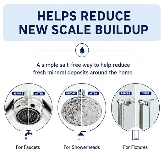 Magnetic Water Softener - Salt-Free Hard Water Conditioner | Portable, Easy Install for Home/RV/Apartments | Prevents New Sediment & Limescale
