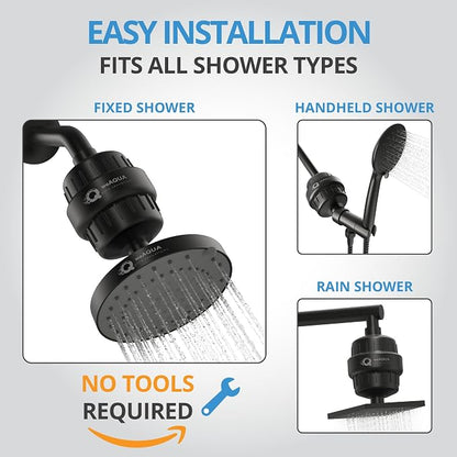 weAQUA Heavy Duty NO BS Shower Filter with Extra Replacement Cartridge – 99% Removal for Hard Water, Chlorine, Fluoride, Heavy Metals, Micro-Life, Organics and More