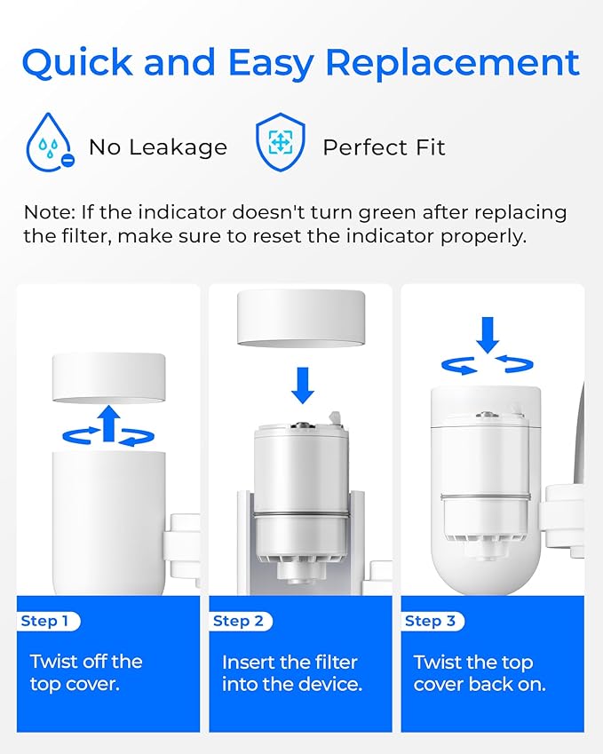 Waterdrop C08B Faucet Water Filter, Compatible with All PUR® PLUS Faucet Filtration System, Replacement RF-3375®, NSF 42 Certified, 9-Month, 900-Gallon, 3 Pack