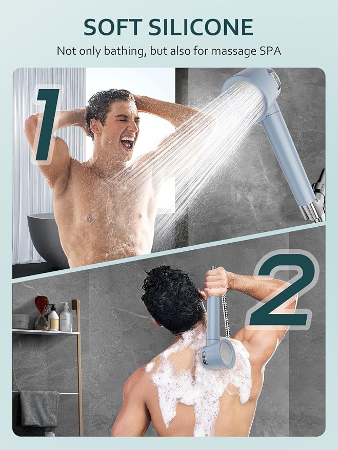 Filtered Shower Head with Handheld, High Pressure 3 Sprays Mode | Shower heads with Filters for Hard Water, Detachable Showerhead with 59" Stainless Steel Hose, Remove Chlorine