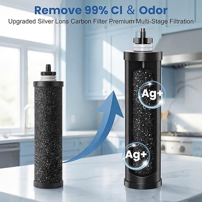 Upgrade Gravity Countertop Water Filter System,Stainless Steel Water Filter with 6-Stage Ultra Filtration,2.25 Gallon