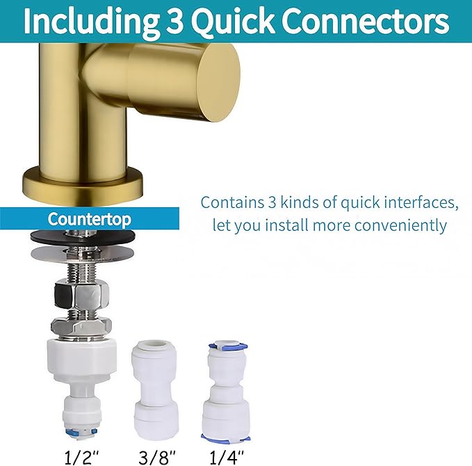 Brass RO Faucet - 360° Swivel Drinking Water Faucet for Kitchen Sink, Lead-Free Water Filter Faucet Compatible with Reverse Osmosis & Under Sink Filtration Systems, Elegant Brushed Gold Finish