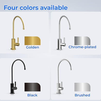 Waterdrop G2FCT-Chrome Drinking Water Faucet, Reverse Osmosis Faucet, Water Filter Faucet for Kitchen Bar Sink, Single Handle, Easy to Install, Lead-Free, Stainless Steel, Polished Chrome