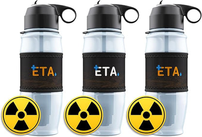Bundle Deal | ETA Alkaline Water Filter Bottle | Removes up to 99.99% of Harmful contaminants, 9.5pH | Protects The Nutrient & Mineral Value from Filtration | Made in USA (Extreme - 2 Orange + White)