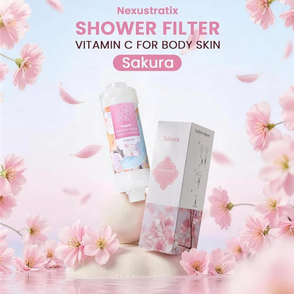 Vitamin-C Handheld Showerhead Filter For Hard Water, Luxurious Scent Skin Care & Hair Enhancement Softener Purifier, Aromatherapy Water Purify, Sakura Odor