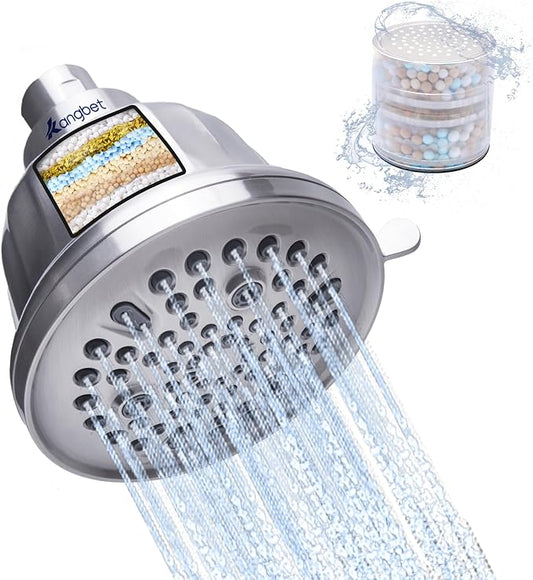 Filtered Shower Head,Shower Head Filter for Hard Water - Detachable Showerhead for Hard Water Harmful Substances Improves Skin & Hair - Nickel