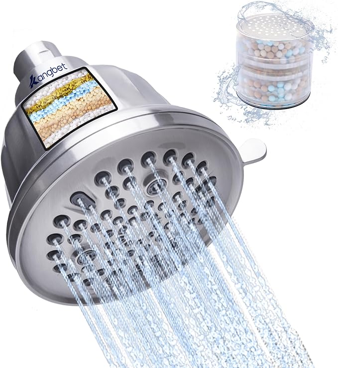 Filtered Shower Head - Water Softener Filters for Hard Water - Shower Head With Filters For Healthy Hair Skin Removes Chlorine & Heavy Metals - Nickel