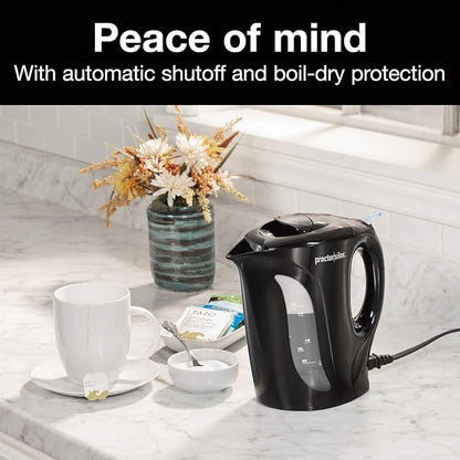 Proctor Silex Electric Tea Kettle, Water Boiler & Heater Auto-Shutoff & Boil-Dry Protection, 1000 Watts for Fast Boiling, 1 Liter, Black (K2071PS) (Pack of 2)