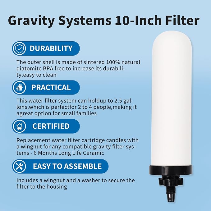2 Pack 7'' ceramic water filter Candle with Activated Carbon