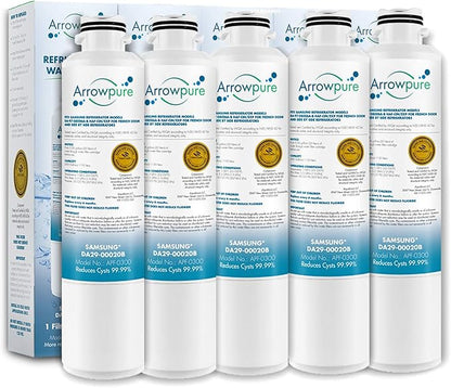APF-0300 Fits Samsung Refrigerator Water Filter DA29-00020B Also HAF-CIN/EXP, RF28HMEDBSR, RWF0700A, RF4287HARS, RF263BEAESR, HDX FMS-2, 5-Pack