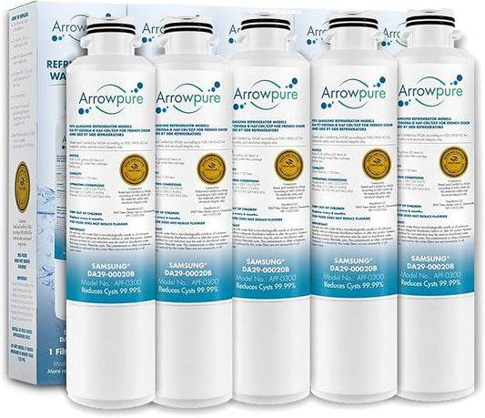 APF-0300 Fits Samsung Refrigerator Water Filter DA29-00020B Also HAF-CIN/EXP, RF28HMEDBSR, RWF0700A, RF4287HARS, RF263BEAESR, HDX FMS-2, 5-Pack