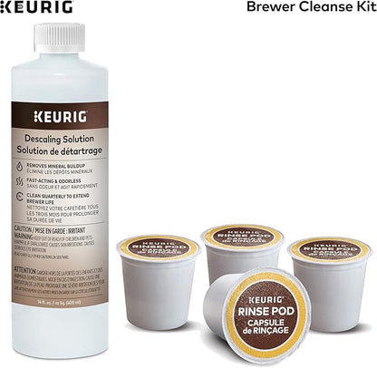 Keurig Brewer Cleanse Kit For Maintenance Includes Descaling Solution & Rinse Pods, Compatible Classic/1.0 & 2.0 K-Cup Pod Coffee Makers (4 Count)