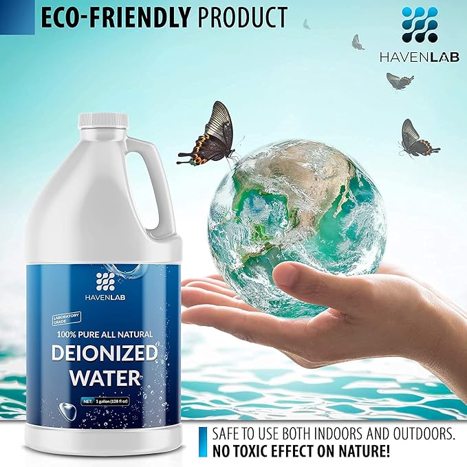 Deionized Water - Demineralized (1 Gallon) Purification Softener for Washing & Cleaning, Automotive Battery Cooling, Laboratory Equipment, Watering Plants, Agua Desionizada Desmineralizada