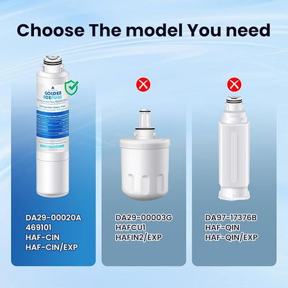 GOLDEN ICEPURE RWF0700A Refrigerator Water Filter Replacement for Samsung DA29-00020B, HAF-CIN/EXP, RF263BEAESR, RF28HMEDBSR, RF28HFEDTSR, RF28HFEDBSR,1PACK