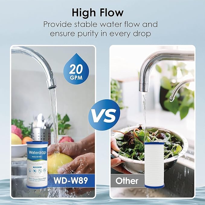 Waterdrop AP810 Whole House Water Filter Replacement for 3M® Aqua-Pure AP810, AP801, AP811, Whirlpool® WHKF-GD25BB, WHKF-DWHBB, 10" x 4.5", 1 Pack