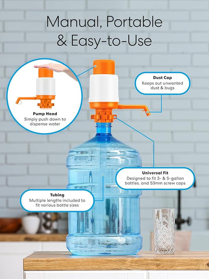 Brio Universal Manual Drinking Water Pump (Orange)