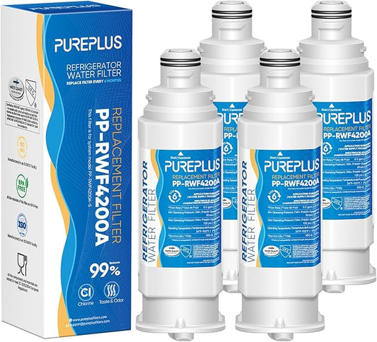 PUREPLUS DA97-17376B Replacement for Samsung HAF-QIN/EXP, DA97-08006C, RF28R7351SG, RF28R7201SR, RF28T5001SR, RF24R7201SR, RS27T5200SR, RF23M8590SG, RWF4200A Refrigerator Water Filter, 4 Pack