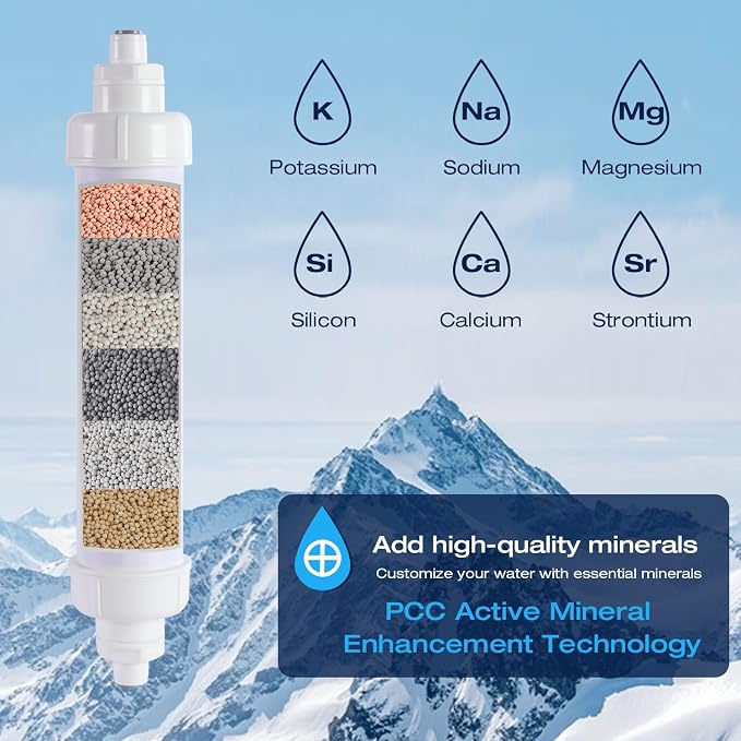 H&G Lifestyles Remineralization Filter,Mineral Water Filter 1,500 Gallons | Water Remineralizer for Reverse Osmosis with 1/4" Quick Connect Thread, Restore Essential Minerals for RO Water System