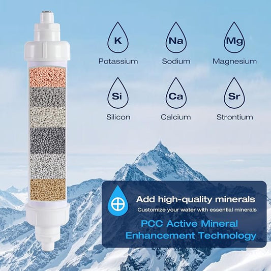 H&G Lifestyles Remineralization Filter,Mineral Water Filter 1,500 Gallons | Water Remineralizer for Reverse Osmosis with 1/4" Quick Connect Thread, Restore Essential Minerals for RO Water System