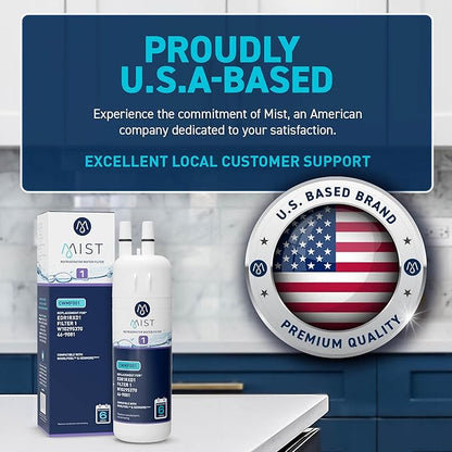 Mist EDR1RXD1 Replacement for Everydrop® Filter 1 – Whirlpool® WHR1RXD1 W10295370A, Kenmore® 46-9081 Refrigerator Water Filter – NSF 42 & 372 Certified