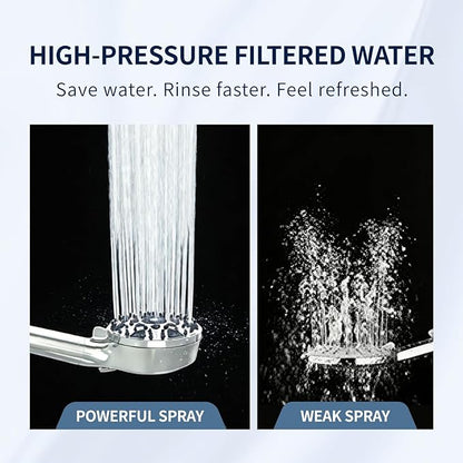 7-Setting Shower Head with Handheld, High Pressure 4.9 Inch Chrome Plated Showerhead, Filtered Shower Head for Hard Water to Remove Chlorine, Relieve Dry Itchy Skin, Healthy Soft Water Shower System