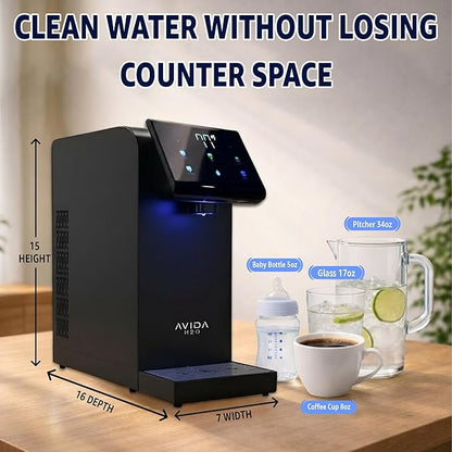 Ultra Instant Hot & Cold Water Dispenser - Bottleless Water Dispenser Countertop, Full Installation Kit, Quiet Multi-Stage Filtration + UV Sterilization - Black