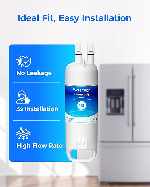 Waterdrop Alkaline W10295370A Replacement for Everydrop® Filter 1, EDR1RXD1, EDR1RXD1B, P8RFWB2L, P4RFWB, Kenmore® 46-9081, 46-9930, WD-F38, Enhances pH Refrigerator Water Filter