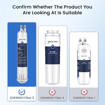 GLACIER FRESH EDR3RXD1 Refrigerator Water Filter, Compatible with 4396841, KAD3RXD1, WHR3RXD1, 4396841, 4396710, Filter 3, 46-9083,46-9030, 9030, 9083 Refrigerator Water Filter, 3+3 Pack