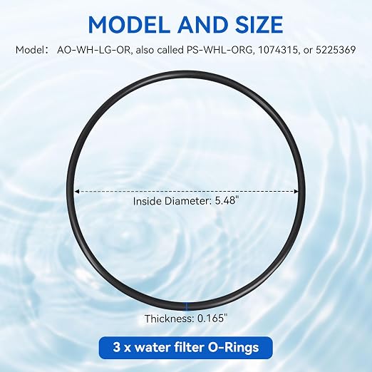 AO-WH-LG-OR O-Ring Replacement for AO Smith Whole House Water Filter 5.48 Inch 14 Cm Diameter Fits Most Housings Made for 4.5 Inch Filters, Fix Leaks & Improve Seal, 3 Pack