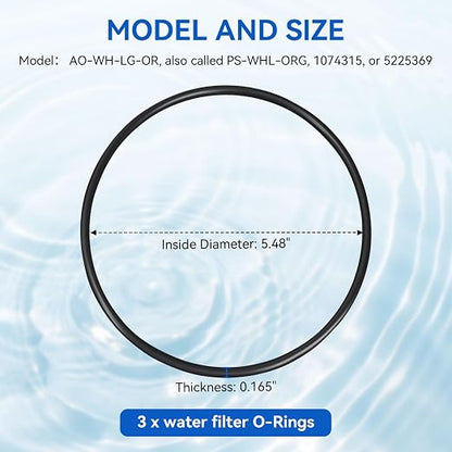AO-WH-LG-OR O-Ring Replacement for AO Smith Whole House Water Filter 5.48 Inch 14 Cm Diameter Fits Most Housings Made for 4.5 Inch Filters, Fix Leaks & Improve Seal, 3 Pack