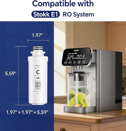 Stokk E1 Countertop Reverse Osmosis System C Replacement Filter(RE1-C), Compatible with E1 & T1-Lite Series (NOT Compatible with T1), 6–12 Month Lifespan