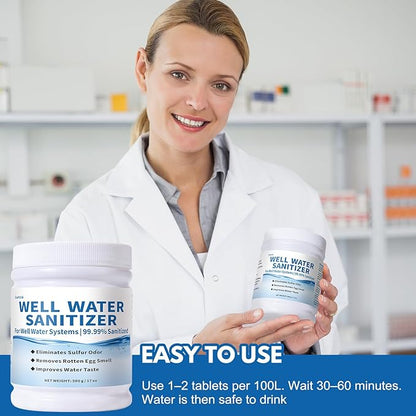 Lunza Well Water Sanitizer Kit – 99.99% Well Cleaning Strength | Removes Sulfur Odors, Rotten Egg Smells & Iron Buildup | Non-Toxic, Food-Grade Safe | Ideal for Shallow and Deep Wells