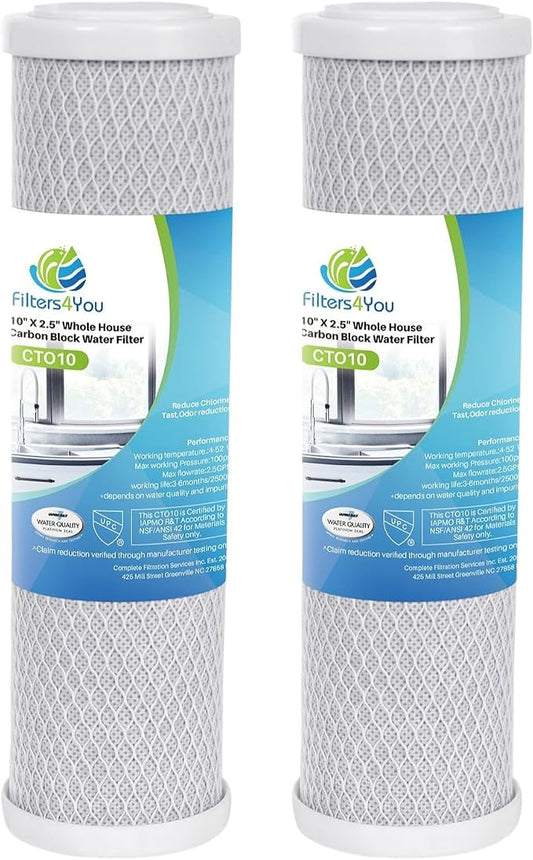 CFS Carbon Block Filter Compatible to GE GXWH04F GXWH20F GXWH20S GXRM10 | Also fits 40621, FXWTC, WHKF-WHWC, WFPFC8002, WFPFC9001 Universal Whole House Water Filters - 2 Pack