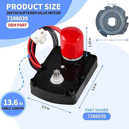 7286039 Water Softener Valve Motor with Gear 7283489 Replaces Old Part Numbers: 7281291,7384691,7234731,WS26X10021,WS26X21821,Fit for Softener Systems