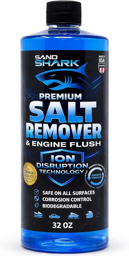 SandShark Premium 2-in-1 Salt Remover & Engine Flush Boat Cleaner – pH-Balanced Formula for Exterior Washing & Engine Flushing, Multi-Surface Marine & Powersports Cleaner, 32 oz